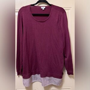 Avenue Pullover Sweater with Shirttail Hem for a Layered Look Burgundy Size 18